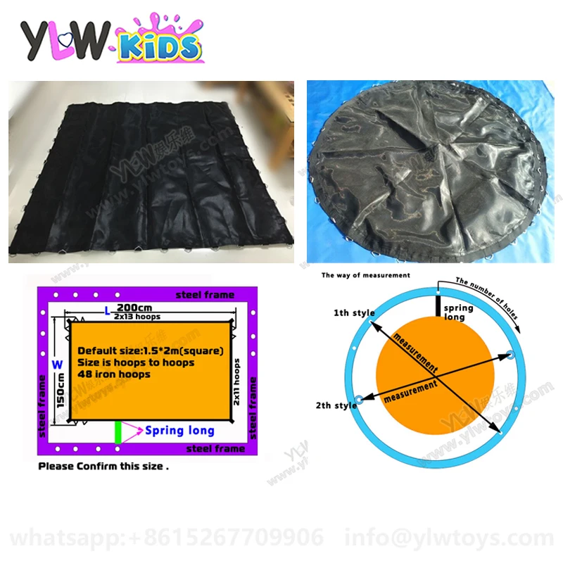 

YLWCNN Kid Amusement Trampoline Park Replacement Professional Trampoline Mat Accessoriy Customized Indoor Trampoline Jumping Net