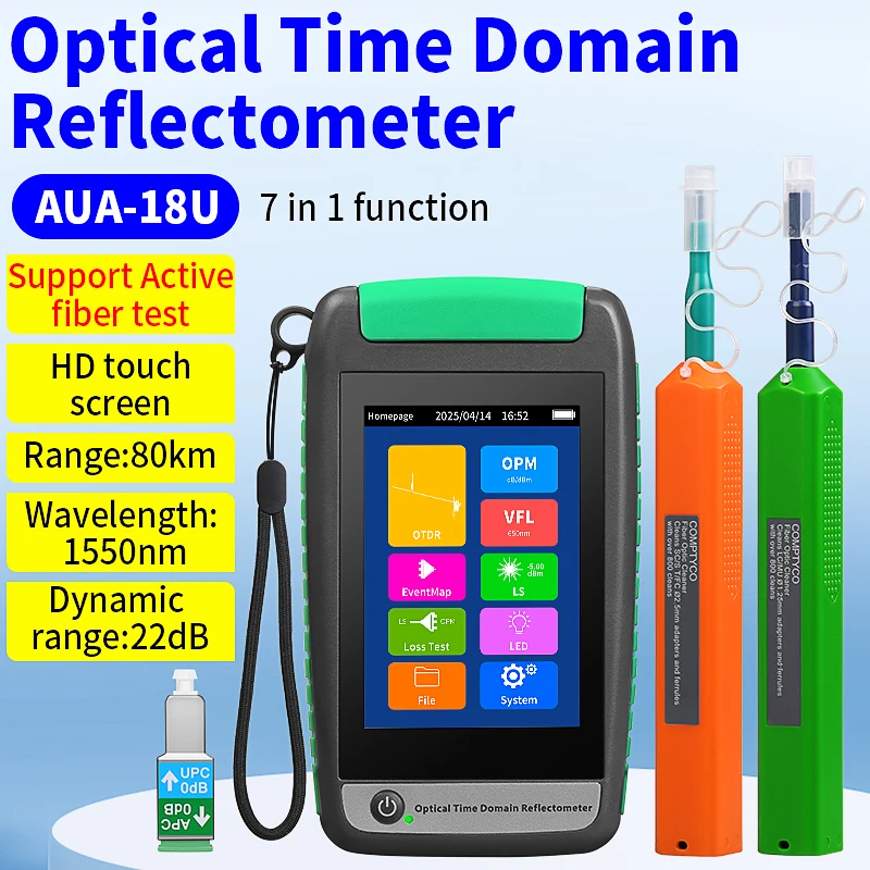 COMPTYCO AUA-18U/18A Mini Touchable Screen OTDR 80KM Multifunction Optical Time Domain Reflectometer Active Fiber Optic Tester