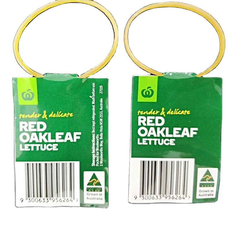 شريط مطاطي ربط الخضروات المطبوع بشعار قابل للتخصيص لعام 2025 مع علامات/ملصقات لتعبئة الفواكه والخضروات الطازجة