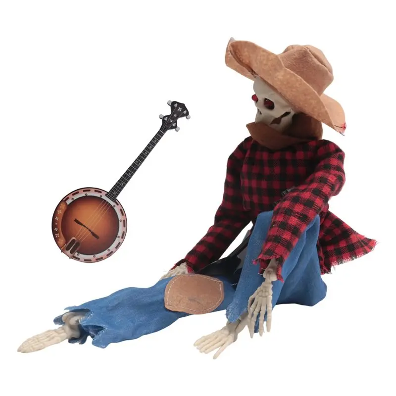 Dueling Banjo Skeletons, Funny Halloween Animated Banjo Skeletons Featuring Light Eyes, Skeleton Musicians