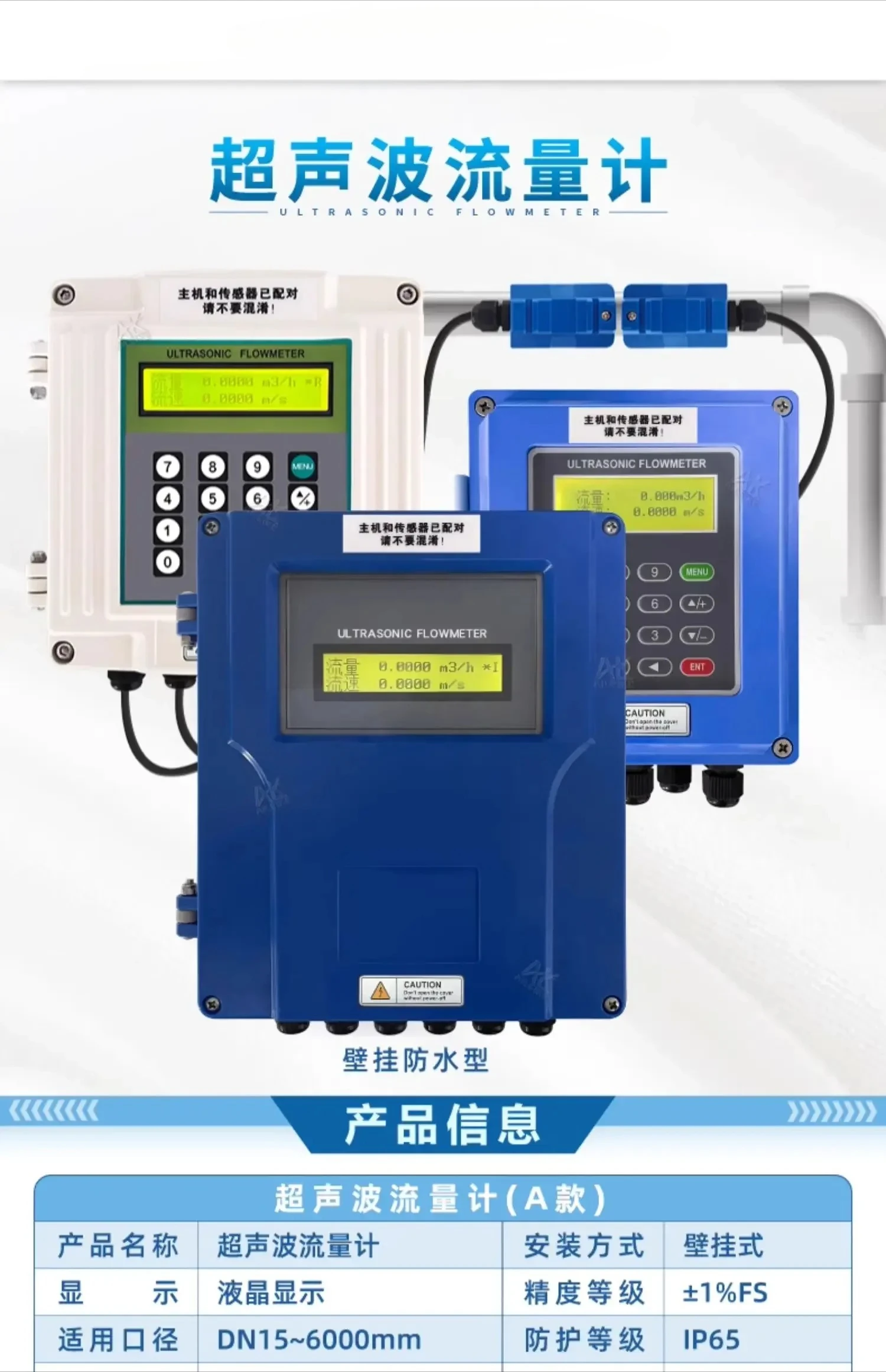 DN50-DN700 (middelgrote sensor) ultrasone flowmeter externe klemtype split-type externe muurbeugel