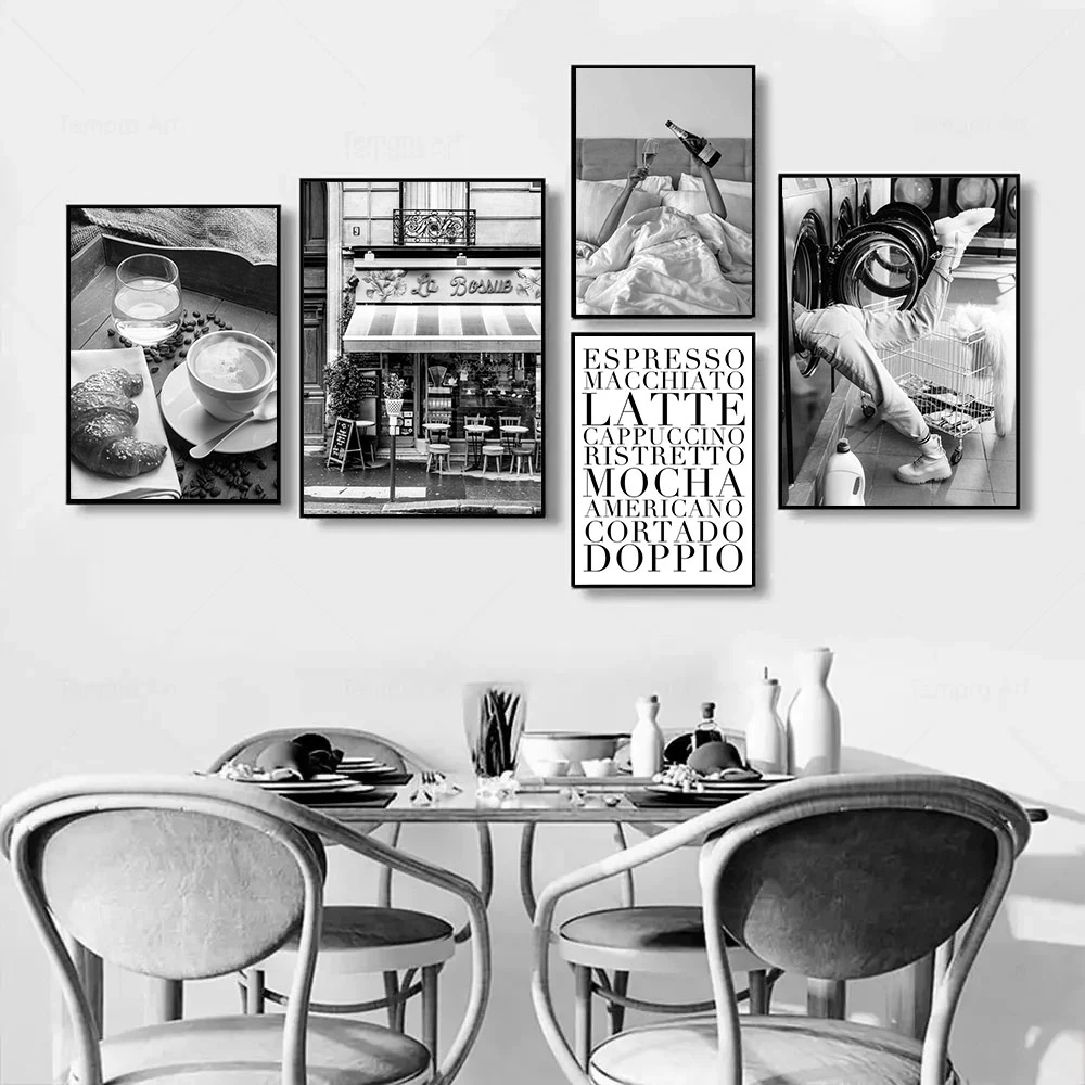 Black And White Drinking Poster Sexy Woman Canvas Painting Wine Wall Art Print Nordic Posters Picture Living Room Kitchen Decor