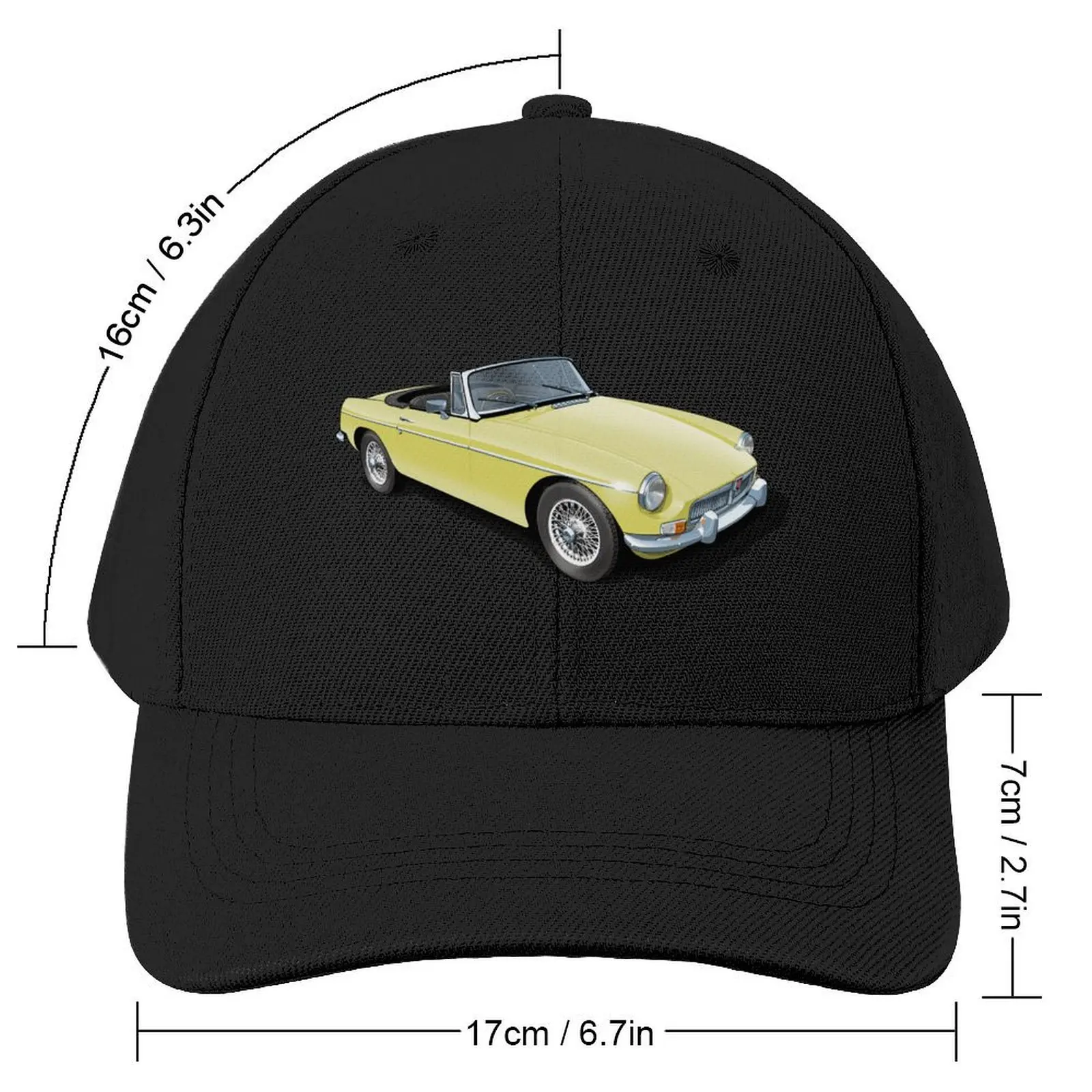 MGB Roadster in pale primrose Baseball Cap fashionable party Hat Caps Women Men's