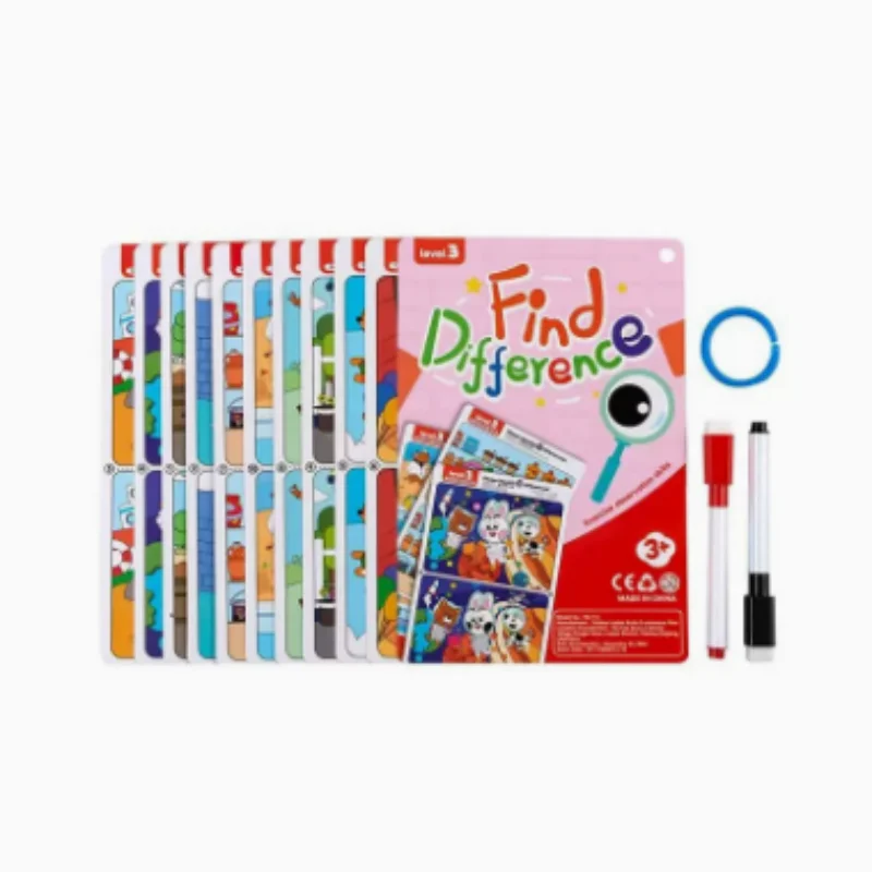 Find the Difference Training Cards, 10 Sheets/Set, Reusable, Educational Observation & Focus Toy