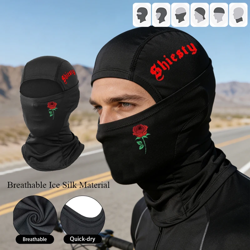 [Shiesty Balaclava Hat] - Breathable Ice Silk Design,Rose Print Design, Suitable For Outdoor Sports, Sun Shading,Ski Mask