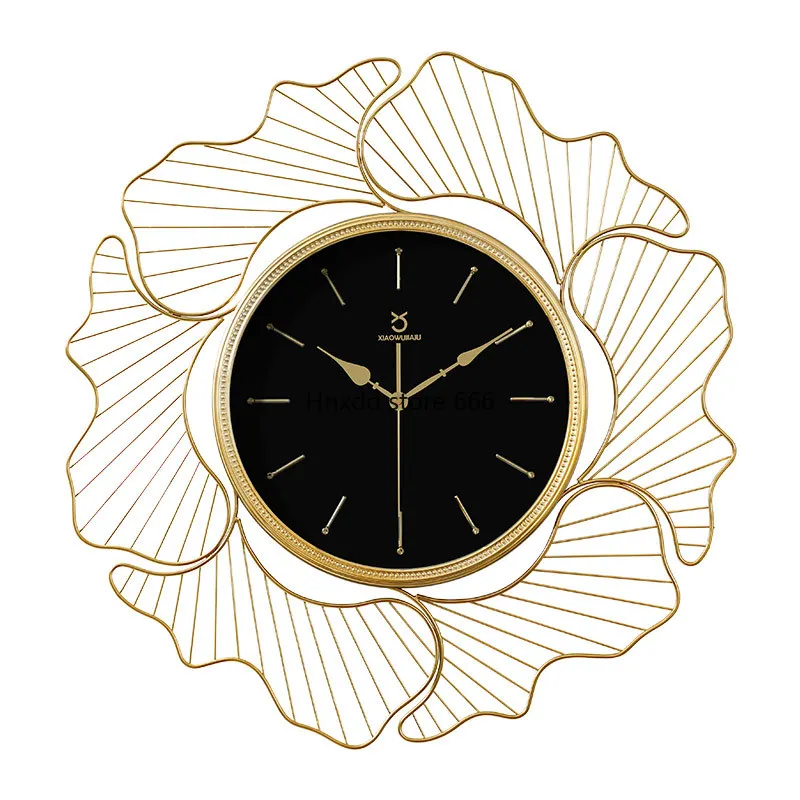 Simple wall clock Fashion light luxury clock Ginkgo biloba wall watch