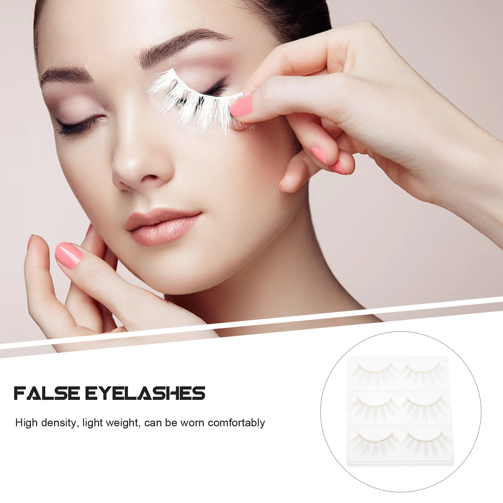

6Pcs Makeup False Eyelashes White Dramatic Lashes for Cosplay Party Women's Glamorous Look Lightweight Like Feel