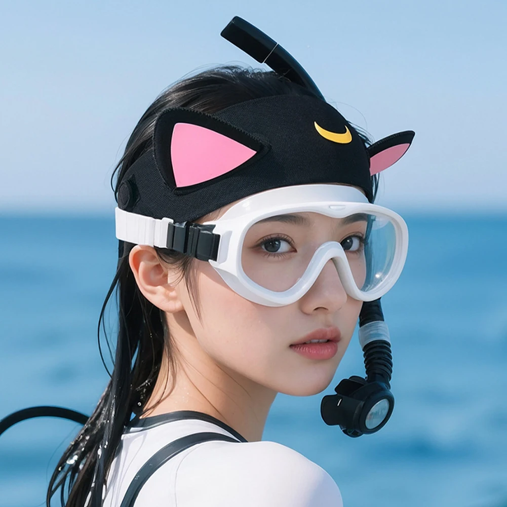 Cat Ears 3mm Neoprene Diving Headband Adjustable Dive Hairband Cartoon Diving Hood Wetsuit Hood for Scuba Diving