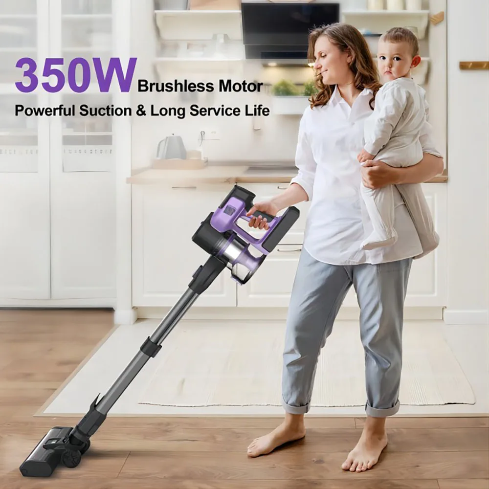 INSE S10 Cordless Vacuum Cleaner, 26kPa Powerful Suction, 1.2L Dustbin, 50min Max Runtime, 3-speed Modes, 350W Brushless Motor