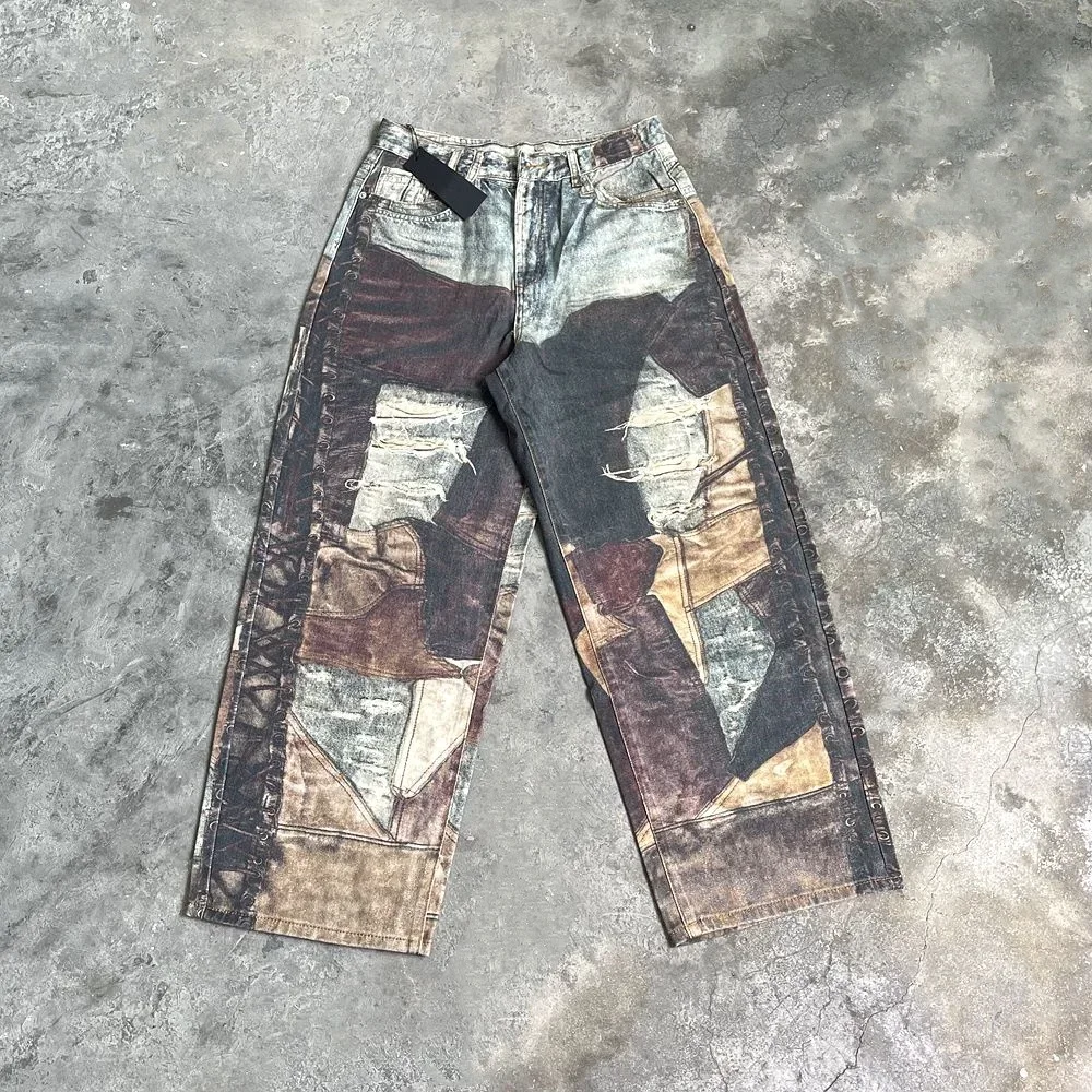 

Yao Fashion Streetwear Loose All Match Trousers Niche Graphics Print Casual Casual Pants Vintage Y2k Retro Luxury Jeans For Men