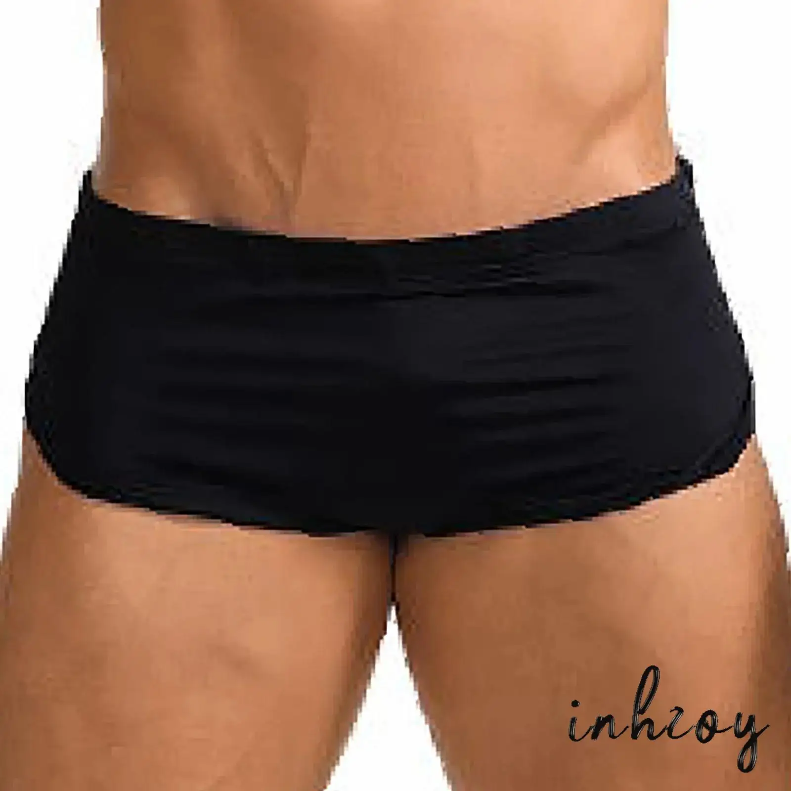 Men Sides Split Press Button Crotch Boxer Briefs Elastic Waistband Quick-Drying Athletic Shorts for Gym Fitness Cycling Running