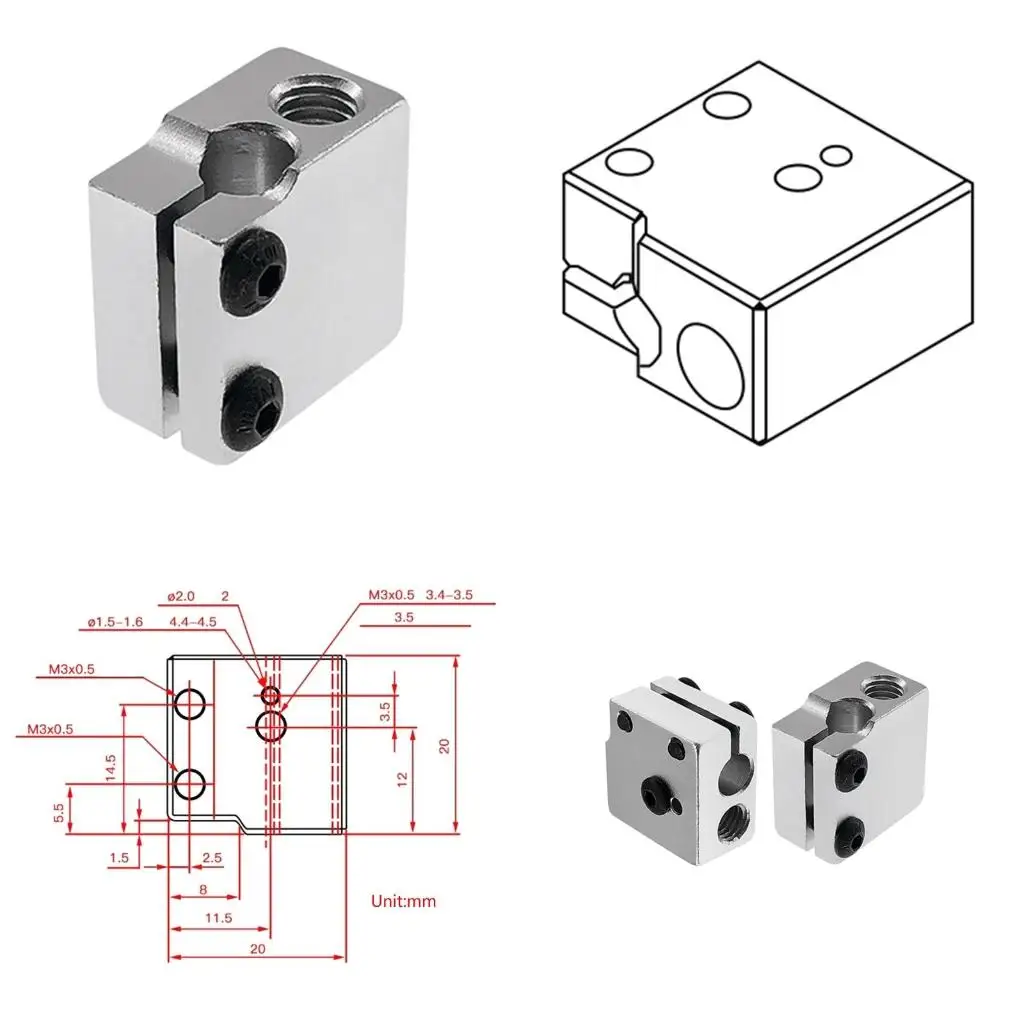 A52B طابعة ترقية Heatblock ترقية صلب السخان من أجل مجموعة بثق فوهة الطباعة ثلاثية الأبعاد مقاومة درجات الحرارة العالية