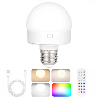 LED Rechargeable Light Bulbs Remote Control Battery Operated Light Bulb with Timer, Dimmable, 3 Color Temperatures