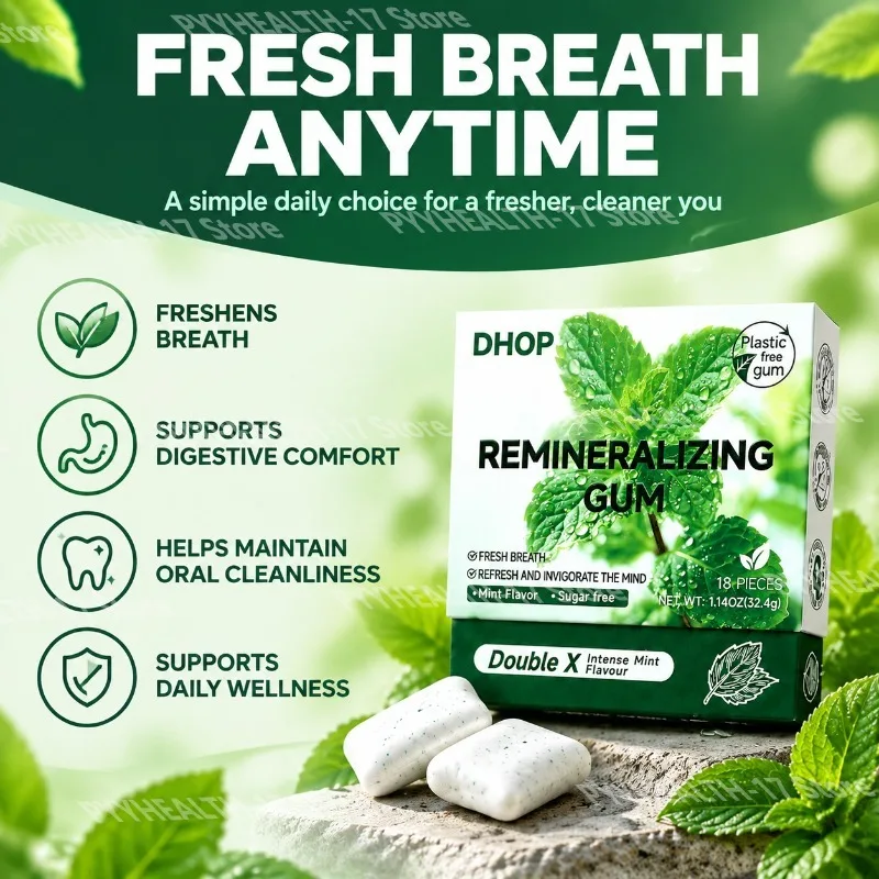 Double X Intense Mint Flavor Sugar Free Gummies Supports Healthy Teeth Fresh Breath Refresh Mind Digestive Balance 18 Pieces
