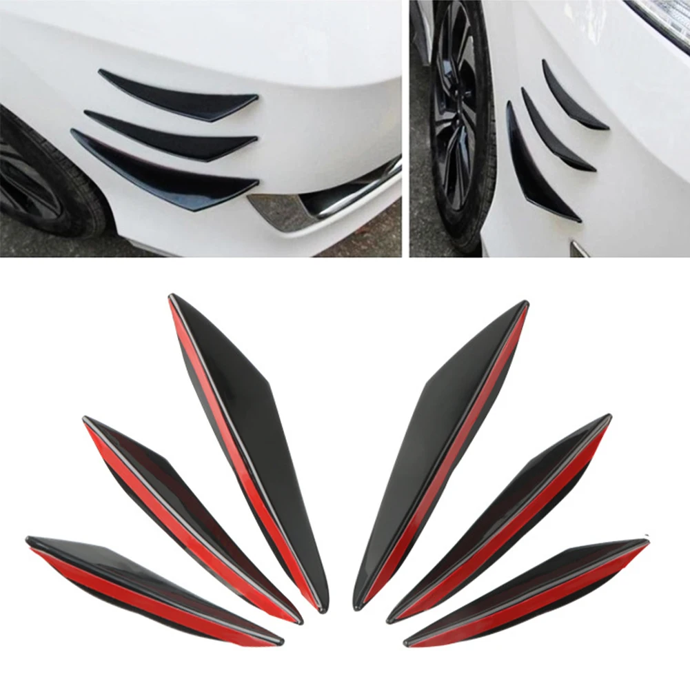 4/6Pcs Car Front Bumper Lip Decoration Diffuser Shunt Fin Body Spoiler Canard Valence Car Modified Canard Decor Auto Accessories