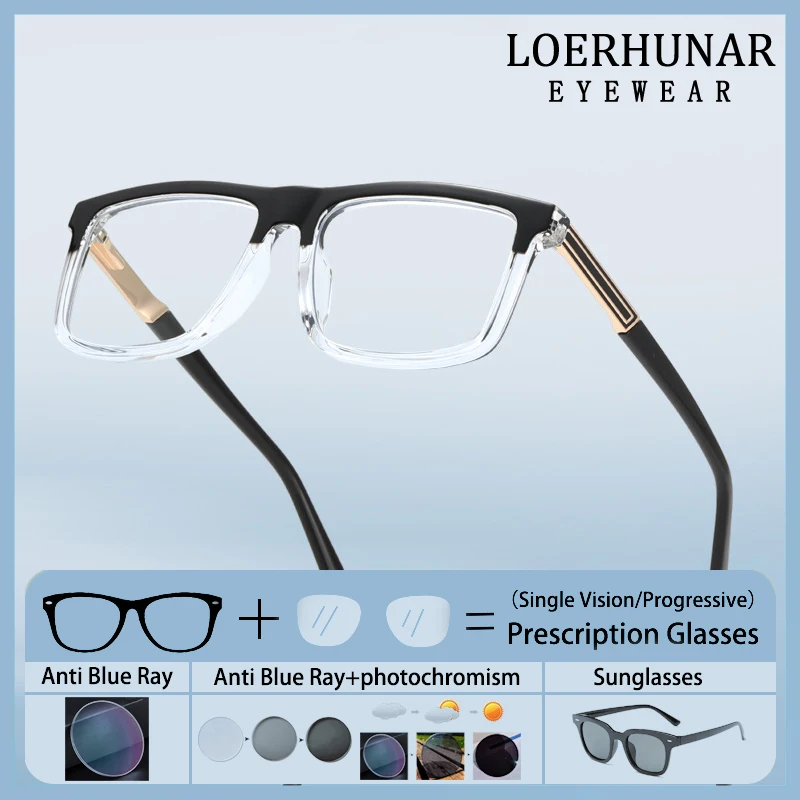 

New Oversized Square Frame Prescription Glasses Reading Eyewear Men Optical Custom Photochromic Anti Blue Light Myopia Eyewear
