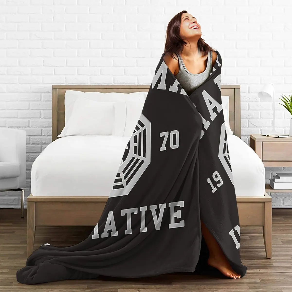 Dharma Lost TV Shows Oceanic Sci Fi Fanboy Blanket Warm Flannel Throw Blanket Plush for Bed Living room Picnic Travel Home Sofa