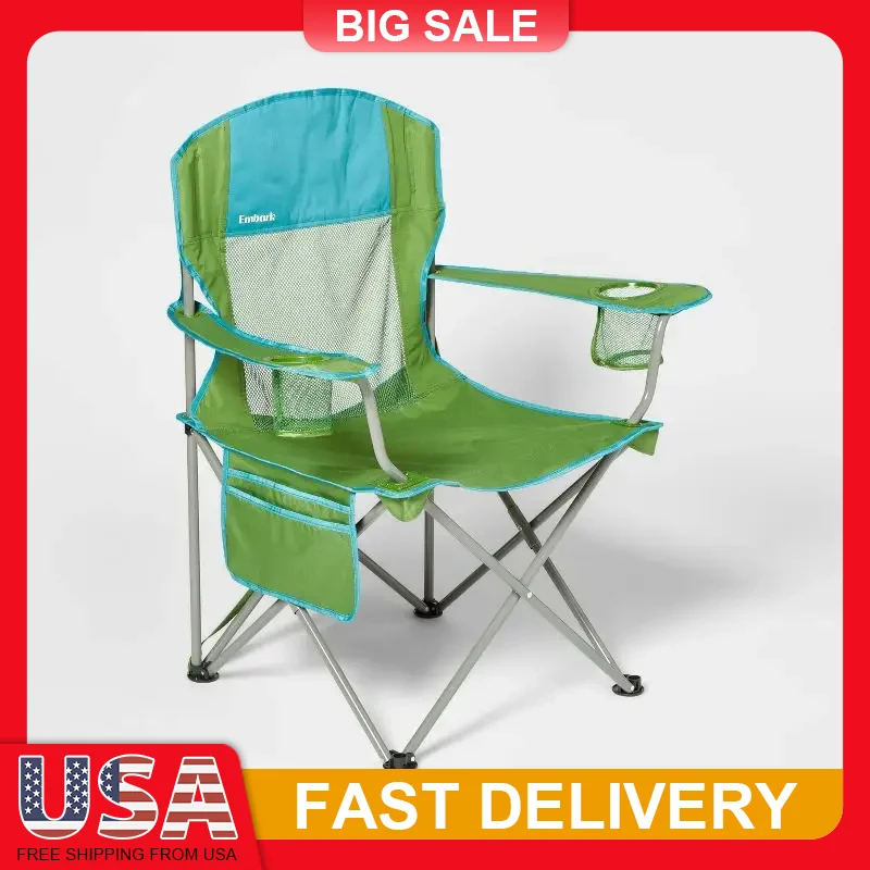 

Oversized Camping Chair with Cup Holders Portable Folding Chair 400lb Capacity Steel Frame Carry Bag for Outdoor Beach Backyard