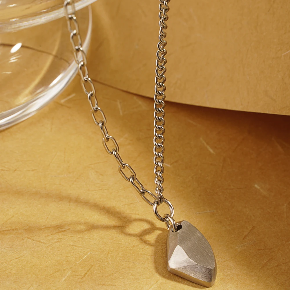 Stainless Steel Europe And America Minimalist Fashion Irregular Wishing Stone Pendant Necklace Jewelry Gift For Women