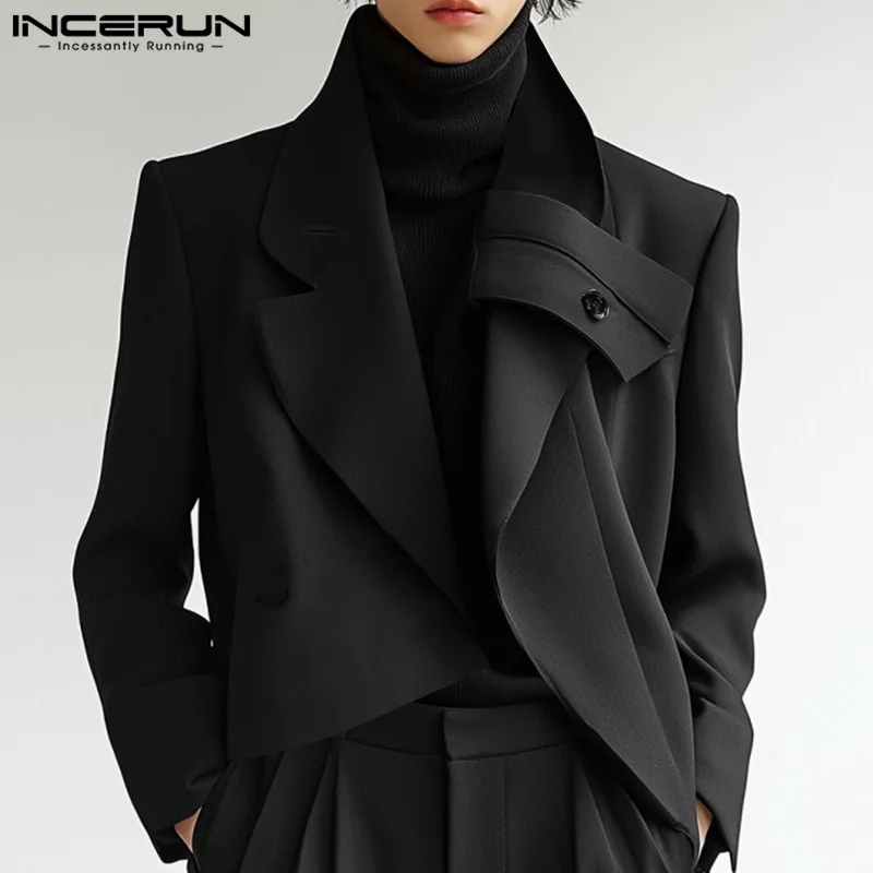 INCERUN Tops 2024 Korean Style Handsome Men's Deconstructive Design Solid Suit Coats Casual Streetwear Make Long Sleeved Blazer