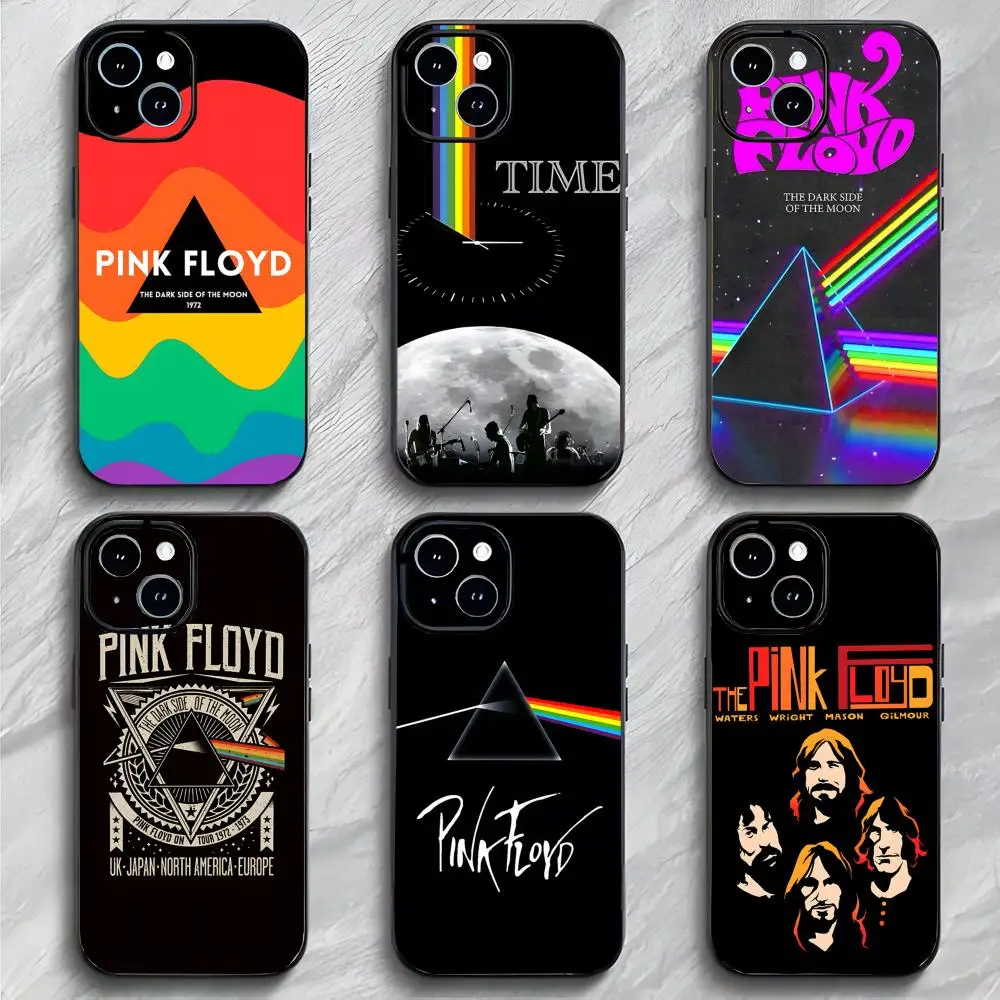 Funda para Teléfono P-Pink Floyd, Banda de Rock Británica, Negra Mate, Delgada, Anticolisión, para iPhone 17 16 15 14 ProMax