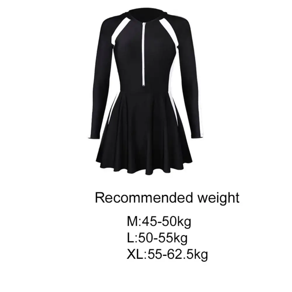 ملابس سباحة نسائية مرنة بأكمام طويلة مع سراويل أمان، أسلوب بسيط يغطي البطن، ألوان متباينة، مضادة للتعرض #6