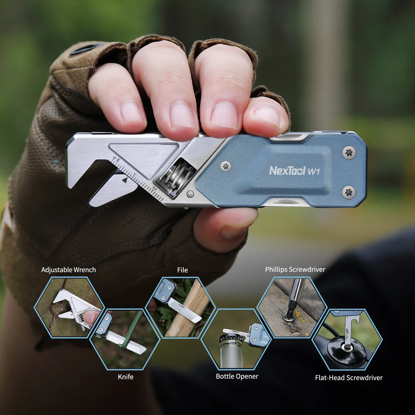 NexTool 6-in-1 edc verstelbare sleutel Multitool Pocket handgereedschap Kit Schroevendraaierbitset Multifunctioneel gereedschap Zakmes Bestand