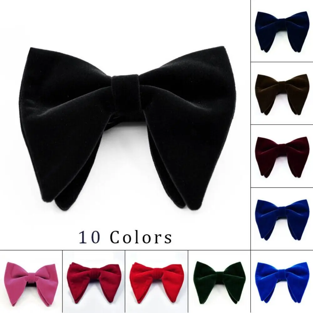 High Quality Velvet Bow Tie Adjustable Solid Big Bow Tie Adjustable Necktie Wedding Party