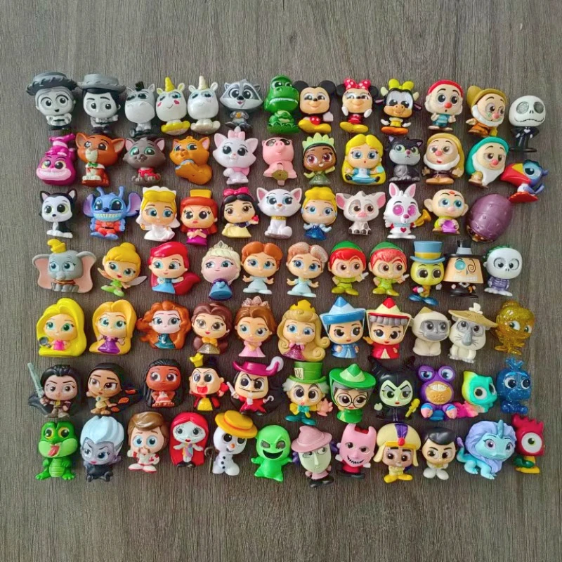 Genuine Disney Doorables Cartoon Figures Kawaii Mickey Mouse Princess Anna Elsa Glass Big Eyed Doll Series Model Toys Kids Gifts