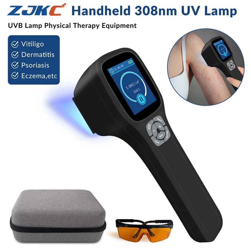 ZJKC 308nm Sistema Excimer Uv B Light Tratamiento de Manchas de Vitiligo Dispositivo de Terapia de Lámpara Azul Ultravioleta para Psoriasis Eczema Negro