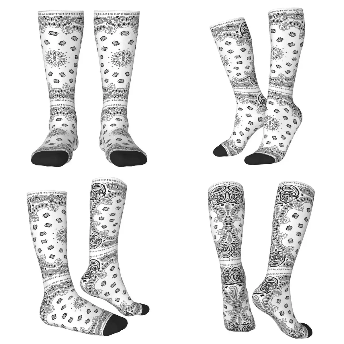 All Seasons Bandana Custom White Socks Harajuku Crew Socks Funny Stockings for Men Women