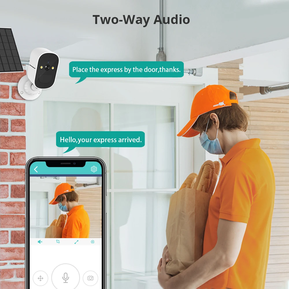 BOAVISION Solar Camera Wifi Outdoor Built-in Rechargeable Battery PIR Human Detection 1080P Video Surveillance Security Camera image 6