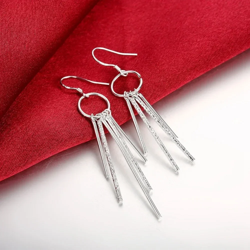 New High Quality 925 Sterling Silver five column Earring for women Fashion classic Jewelry luxury weeding party Gifts