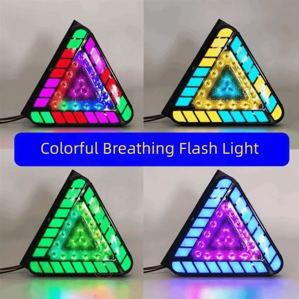 Strobe RGB Color Brake Lights Tricolor Waterproof Triangular LED Lights High-brightness Tail Lights Modification Parts