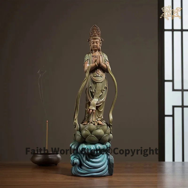 Exclusive 2025 HOME family Goddess protection Auspicious ZI ZAI GUANYIN buddha High grade COPPER decoration Safety Healthy bless