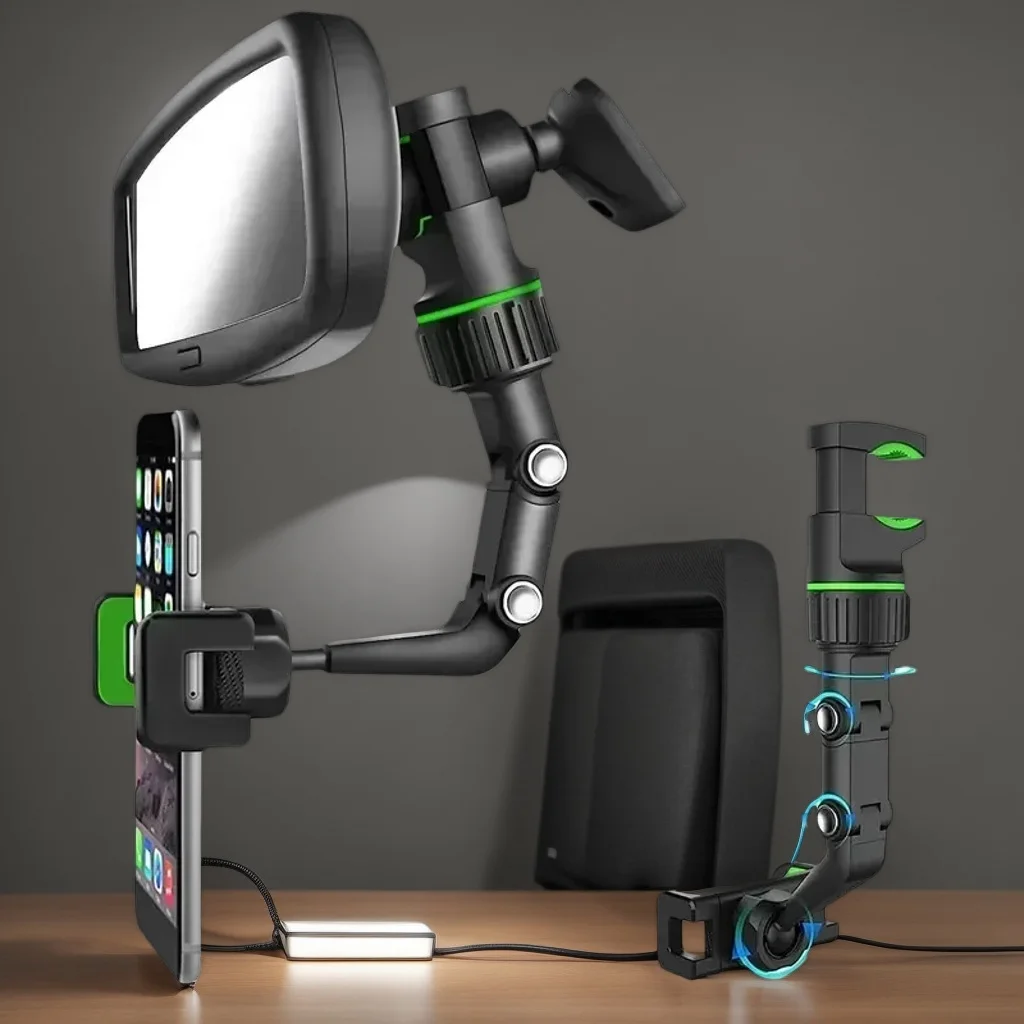 

​ ​ 360 ° Вращающееся автомобильное крепление для телефона — универсальный держатель зеркала заднего вида с выдвижной многоугольной регулировкой ​ ​