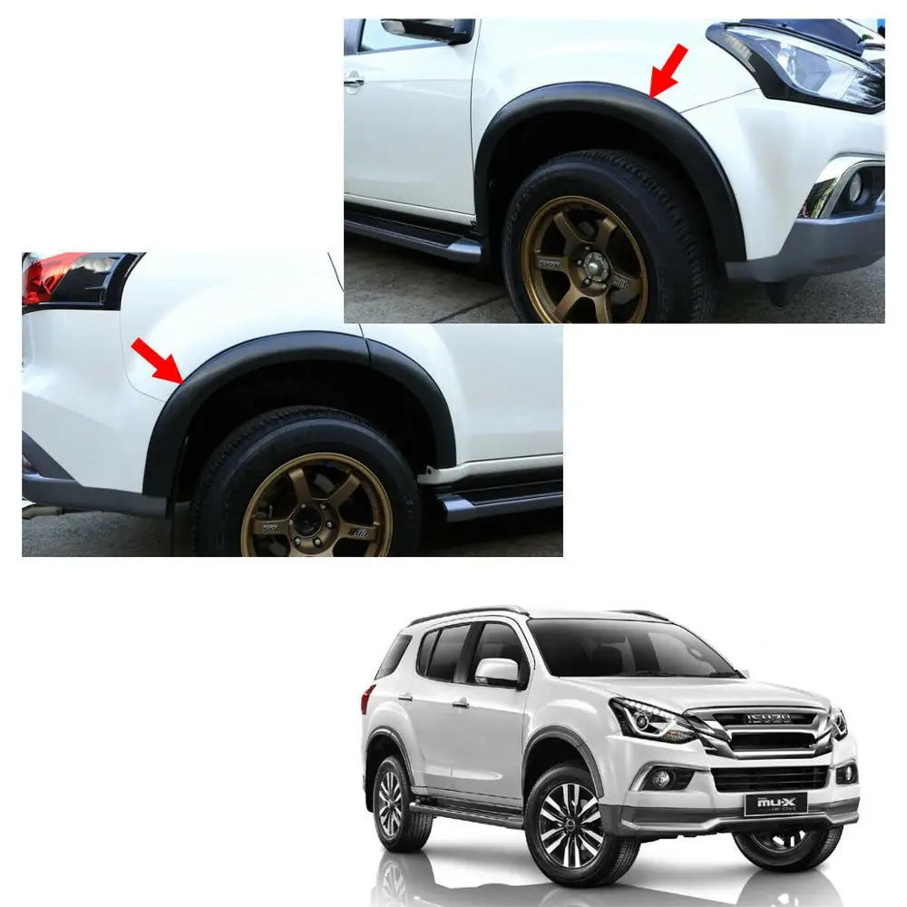 Wheel Arch Mudguards Fender Flares For ISUZU Mu-x 2017 2018 2019 2020 MUX MATTE BLACK COLOR