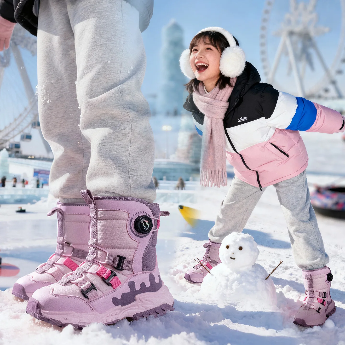 Botas de nieve para niños y niñas, modelo 2026, nuevas para invierno, botines gruesos y cálidos, impermeables, antideslizantes, con garras, botas polares a prueba de frío para niños