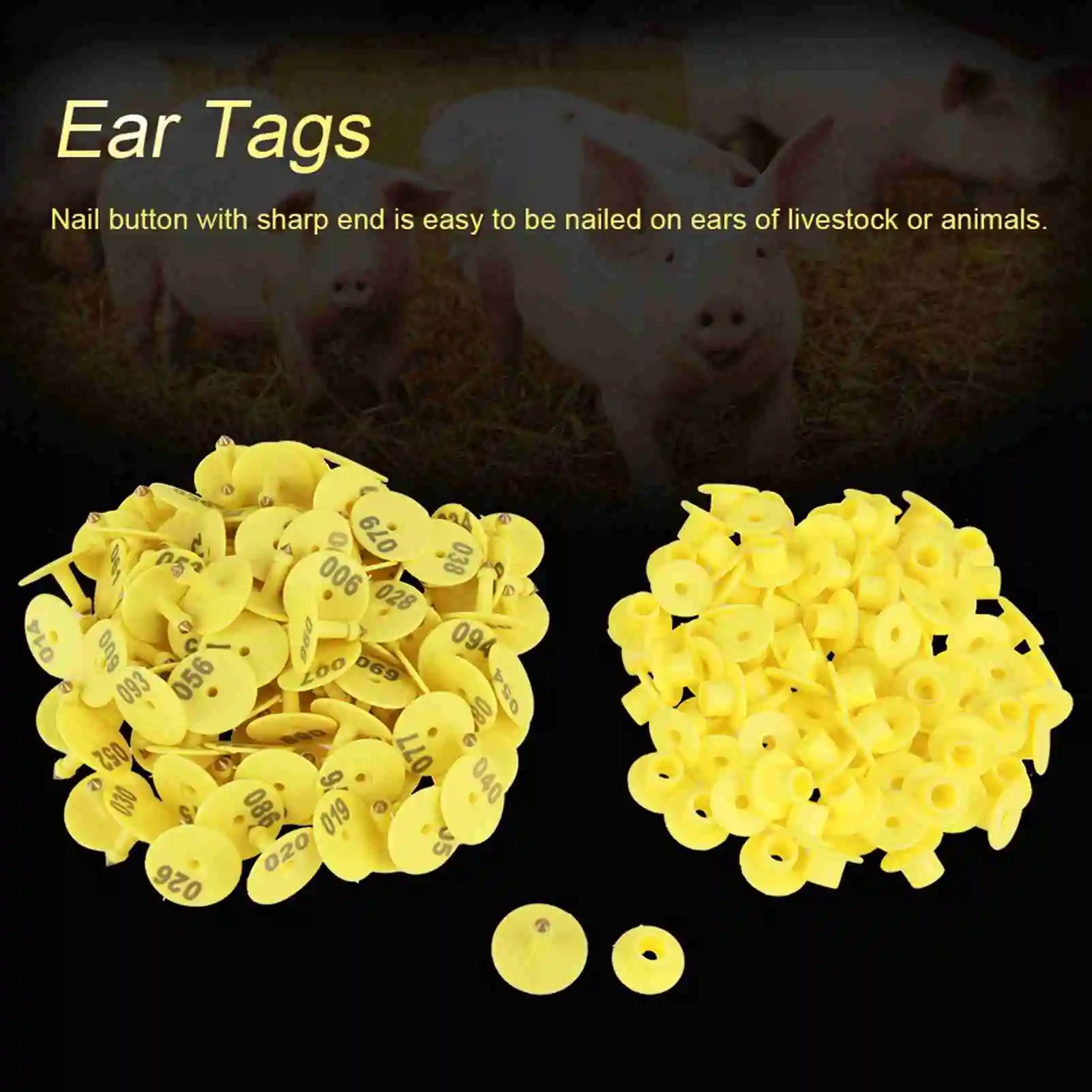 100Pcs/Set Sheep Goat Hog Pig Cattle Beef Cow Livestock Ear Number Tag Farm Animal Lettering