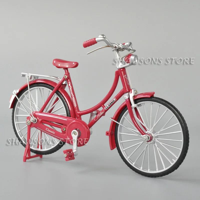 1:10 Scale Diecast Metal Model Retro Bicycle Toys Vintage Urban City Bike Women's Miniature Replica Collectible