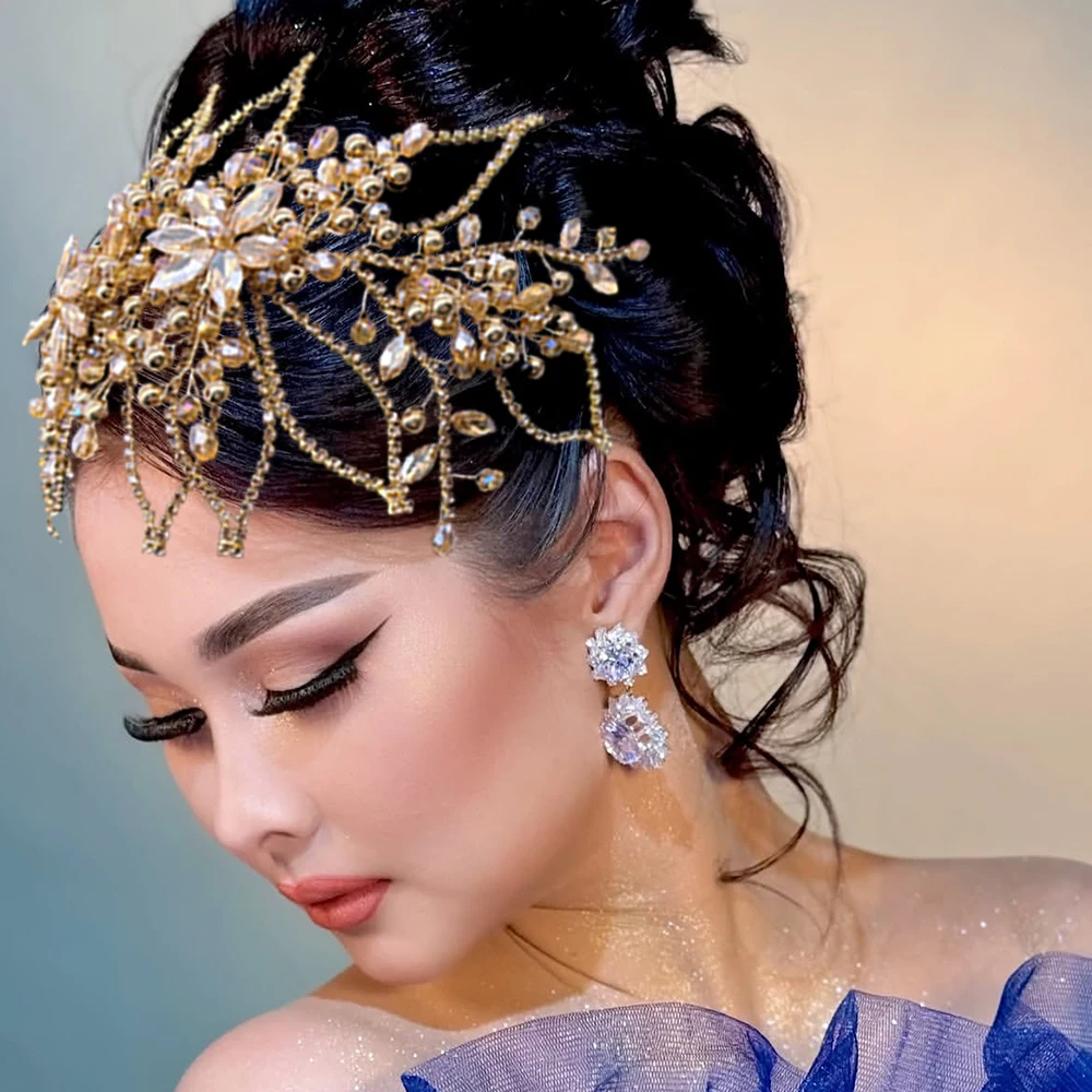 

DZ284 Handmade Wedding Hairband Silver Champagne Woman Headpiece Bride Hair Accessories Fashion Party Prom Hair Accessories