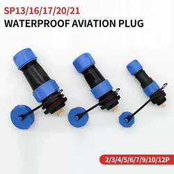 5/10/100 Sets Sp13 Sp16/SP17 Sp20/SP21 Ip68 Waterproof Aviation Plug Socket Male Female Connector Panel Mounted 2/3/4/5/6/7 Pin