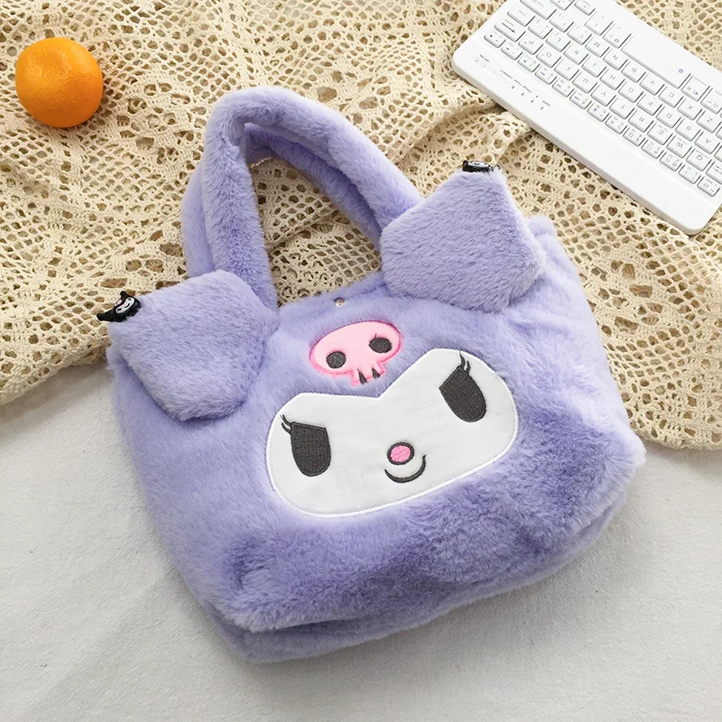 Sanrio-Bolso de peluche Kawaii Kuromi para niñas, Mini bolsa de animales de peluche de Anime, novedad