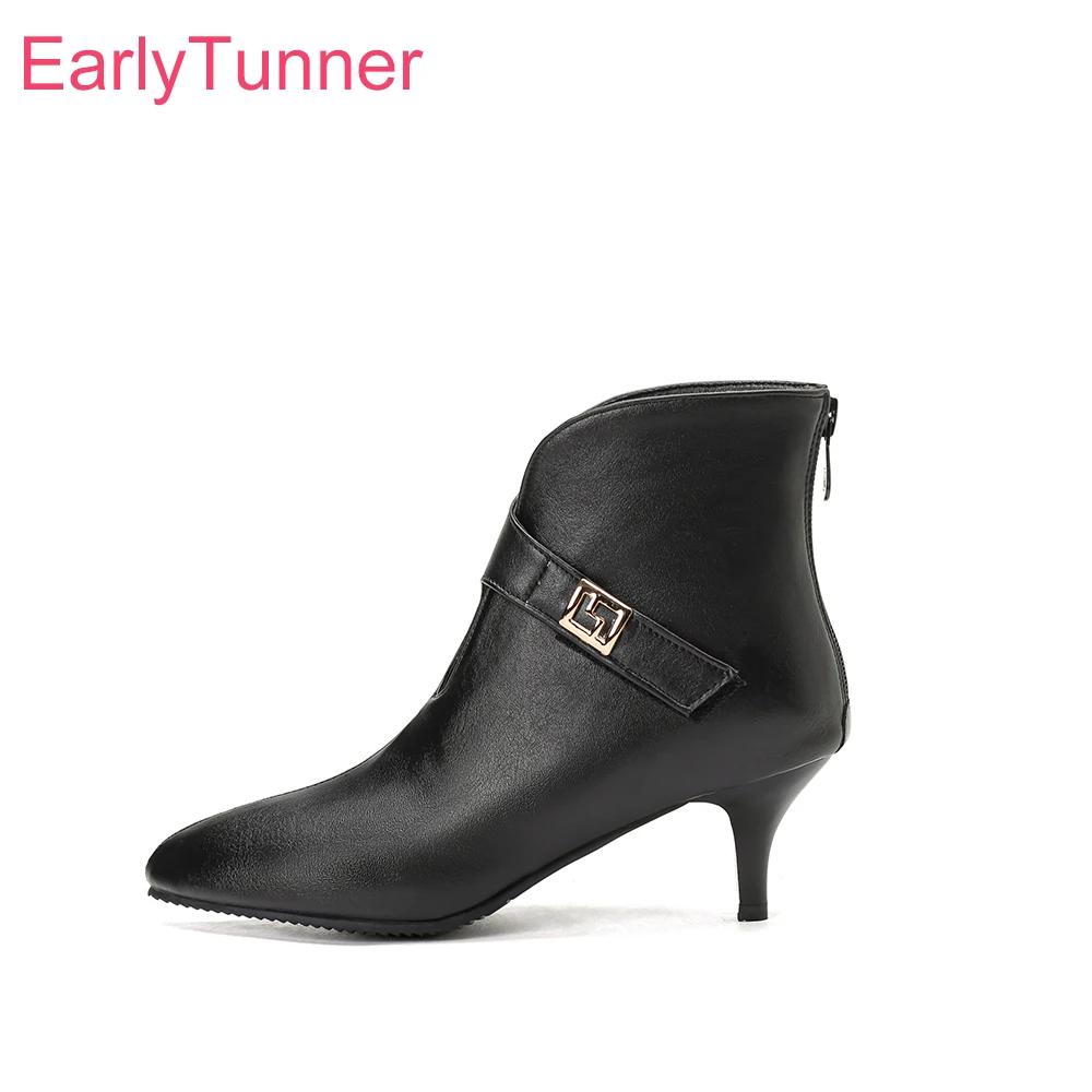 

2026 New Spring Mature Black Yellow Women Ankle Boots High Thin Heels Office Lady Nude Shoes Plus Small Big Size 11 32 43 45