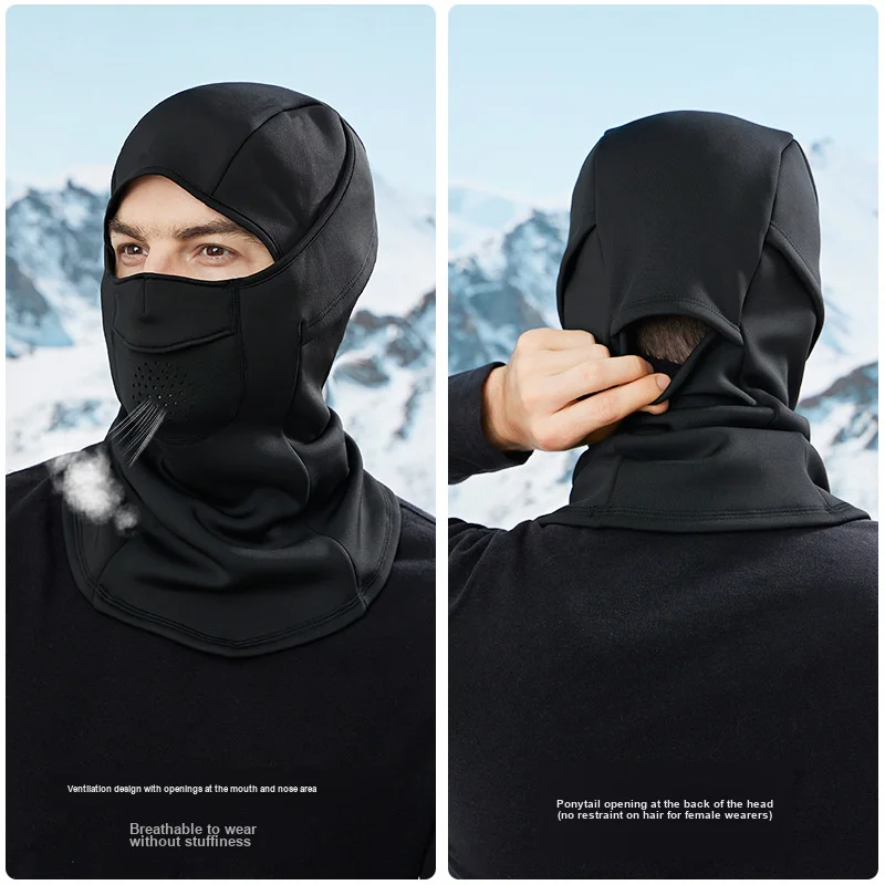 Winter Cycling Full Face Protective Mask Fleece Warm Integrated Neck Gaiter for Women Outdoor Skiing