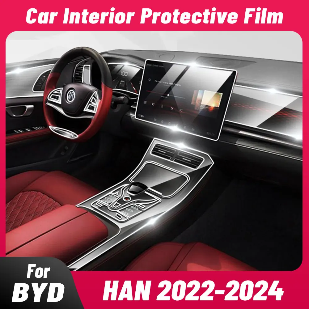 Anti-scratch Car Interior Center Console Media Dashboard Navigation TPU Protector Film For BYD HAN 2023 2024 Accessories