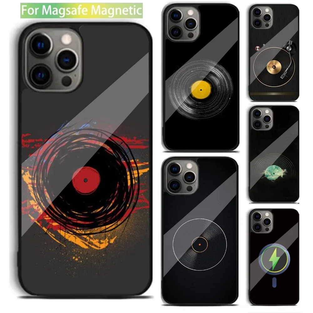 Vinyl DJ Record Art Phone Case For iPhone 15,14,13,12,11,Plus,Pro,Max Mini Magsafe Magnetic Wireless Charging