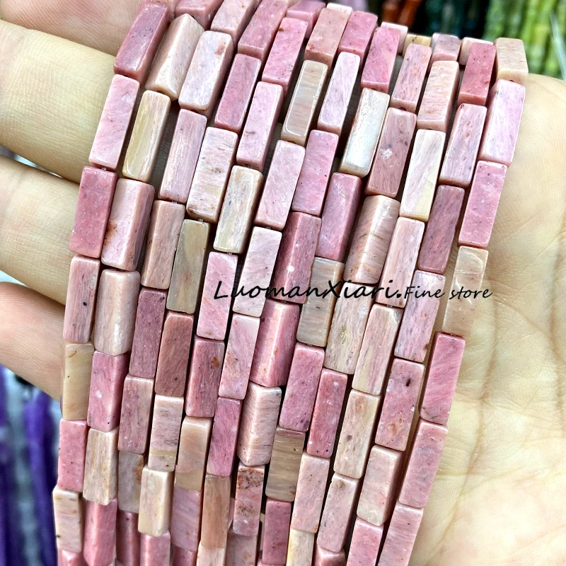 4x13mm Square Natural Stone Chalcedony Jade Lapis Agate Loose Spacer Beads for Jewelry Making Diy Bracelet Charms Accessories