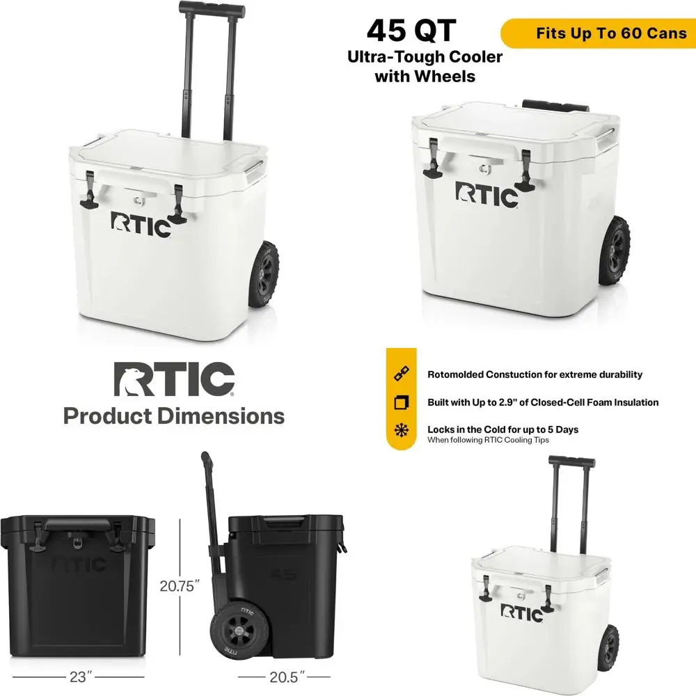 

Портативный сверхпрочный изолированный холодильник с колесами — идеально подходит для пляжа, кемпинга, пикников и приключений на свежем воздухе