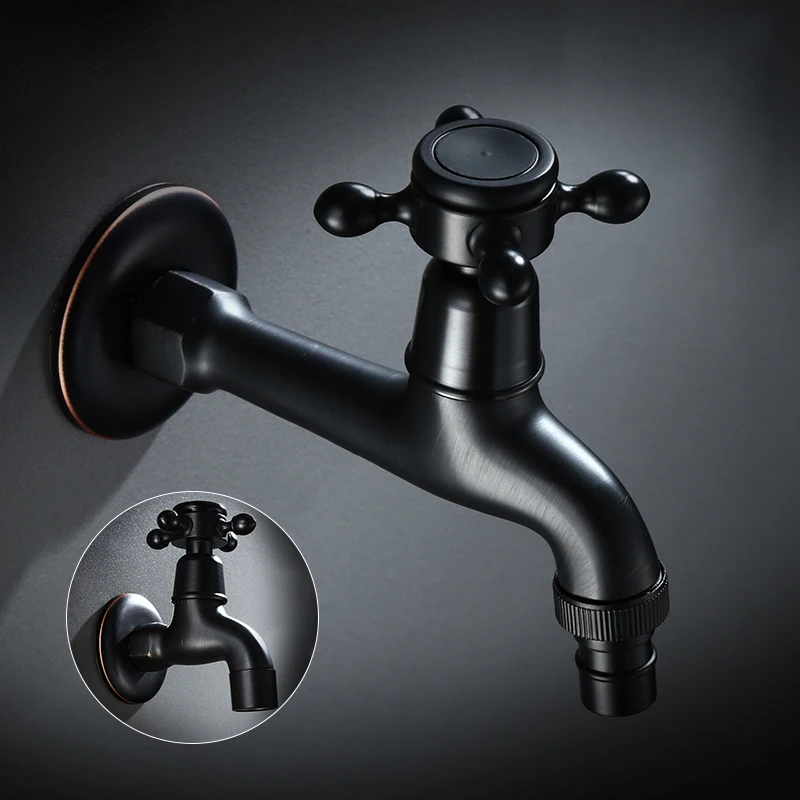 

Brass Antique Black Outside Tap Washing Machine Faucet Toilet Decorative Outdoor Garden Faucet MW001